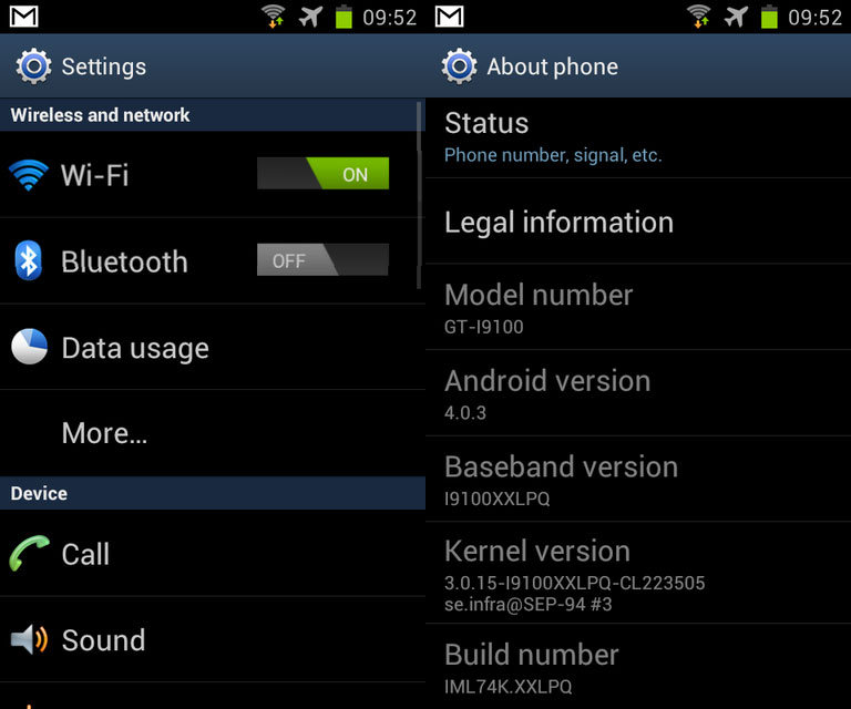 Samsung Galaxy S II Android 4.0.3