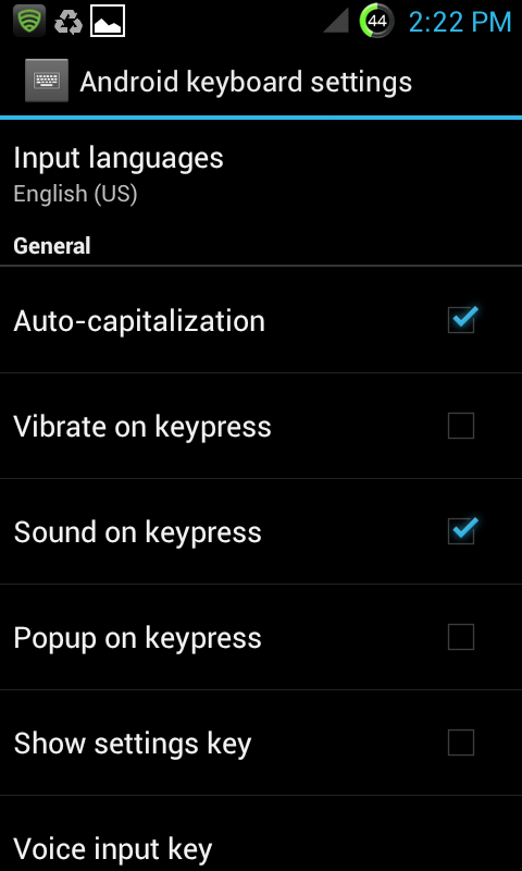 enable android stock keyboard sound